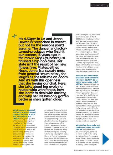 Jenna Dewan Womens Health Australia November 2021 Issue • Celebmafia
