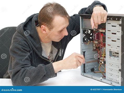 Computer Repair Stock Image Image Of Repairman Examining 6327597