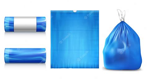 Premium Vector Plastic Trash Bag Realistic Set Of Isolated Icons With