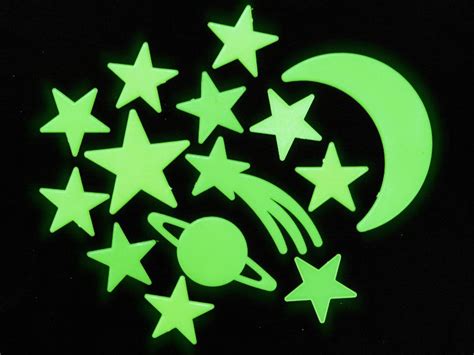 Glow In The Dark Moon Stars And Planet 14 Piece Set