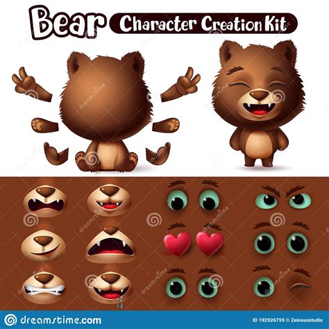 Bear Character Animals Creator Vector Set Bears Animal Characters