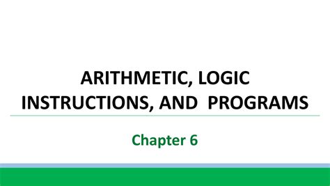 Arithmetic And Logic Instructions And Programs Arithmetic Logic