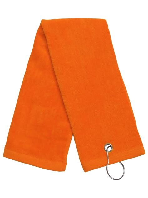 Orange Tri Fold Golf Towel16 X 25 Wgrommet And Hook