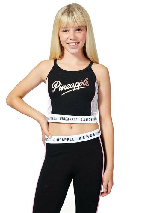 Pineapple Dancewear Girls Piping Mesh Crop Top Blackpinkwhite Dance