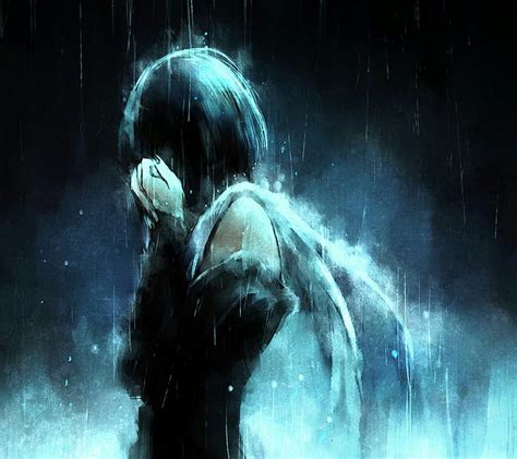 Sad Anime Boy Crying In The Rain Alone