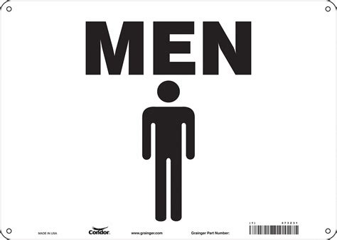 Condor Restroom Sign Men Sign Header No Header Vinyl 10 In X 14 In