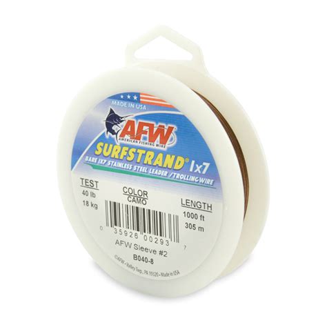 Afw Surfstrand Bare 1x7 Stainless Steel Leader Wire Camo 1000