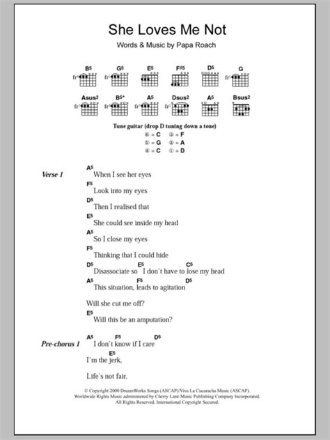 Create and get +5 iq. She Loves Me Not by Papa Roach - Guitar Chords/Lyrics ...