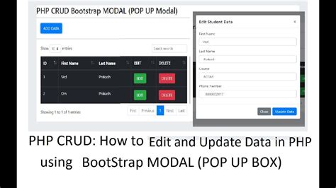 Php Crud Bootstrap Modal Edit And Update Data Into Database In Php