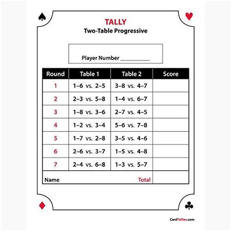 Printable Euchre Score Cards Free Printable Calendar