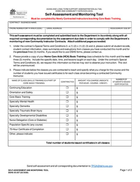 Dshs Form 05 267 Fill Out Sign Online And Download Printable Pdf