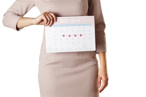 Young Woman Holding Women`s Period Calendar Isolated Stock Photo
