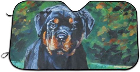 Mini Ghbat Rottweiler Puppy Dog Art Painting Green