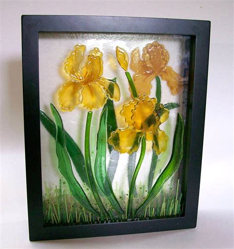 Fused Glass Painting Yellow Iris By Cdchilds On Etsy