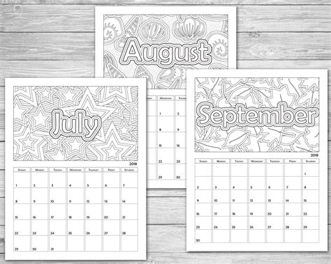 Coloring Calendar 2021 Download And Print Now Etsy