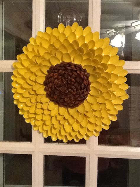 Sunflower Wreath Made From Plastic Spoons Addicted To This Project