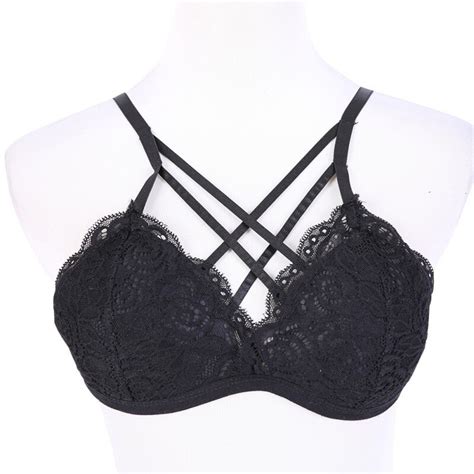 Sexy Women Lace Padded Bra Floral Lace Up Bralette Lingerie Ladies