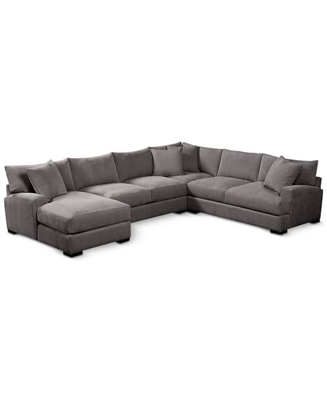 Chaise sectional sofas look similar to traditional sofas, but they have a chaise lounge on one side. Furniture Rhyder 4-Pc. 112" Fabric Sectional Sofa with ...