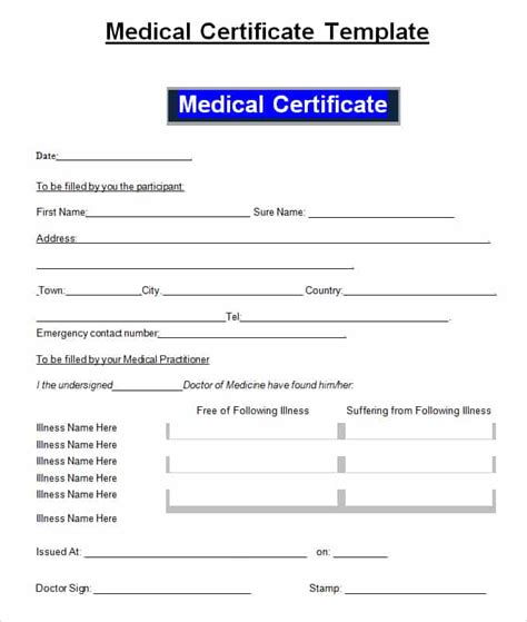 Medical Form Template Word