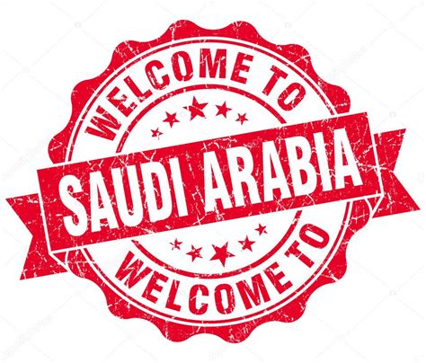 Welcome To Saudi Arabia Red Grungy Vintage Isolated Seal — Stock Photo