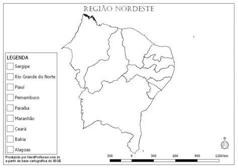 Mapa Região Nordeste para colorir Nerd Professor