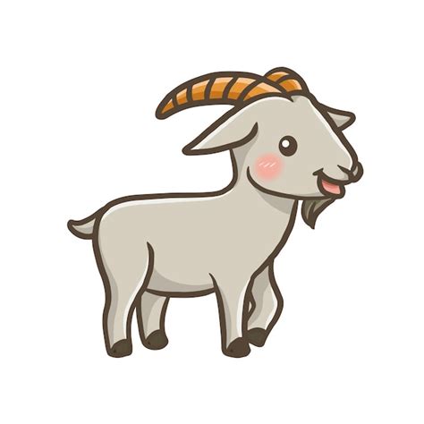 Premium Vector Cute Cartoon Goat Character Smiling Cheerfully