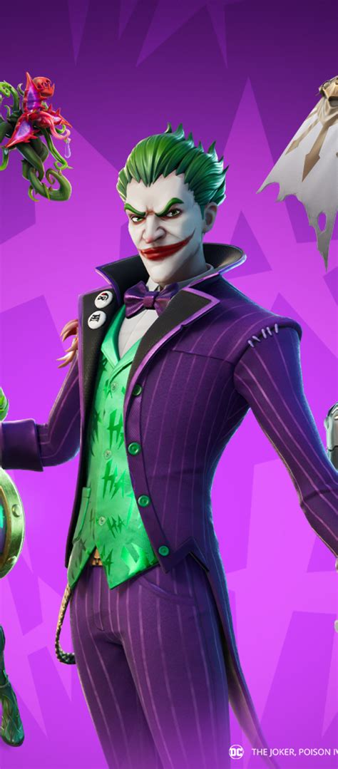1080x2460 Joker Midas Rex And Poison Ivy Fortnite