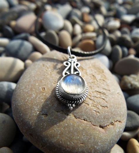 Moonstone Pendant Silver Handmade Gemstone Sterling Necklace Boho