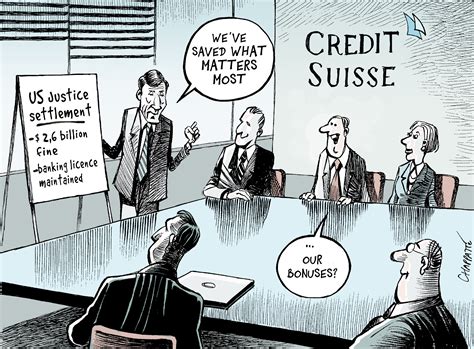 Credit Suisse Off The Hook Globecartoon Political Cartoons Patrick Chappatte