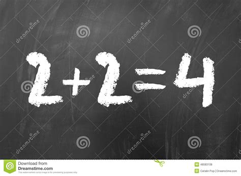 If all else fails just say that the answer is w e e d e a t e r. 2 plus 2 equals 4 stock photo. Image of chalkboard ...