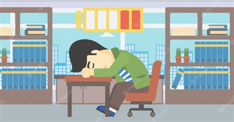 Premium Vector Man Sleeping At Workplace Vector Illustration