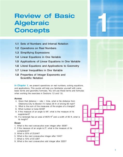 Review Of Basic Algebraic Concept