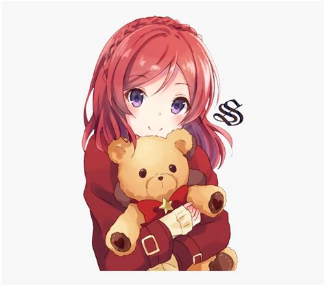 Cute Anime Girl With Red Hair Hd Png Download