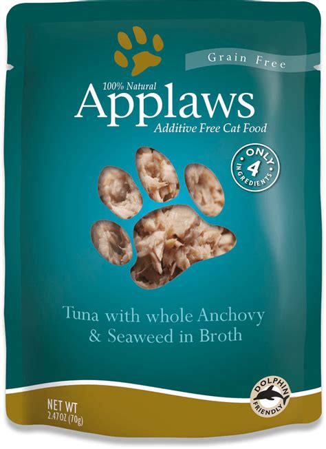 Applaws cat food is high in natural taurine and arginine because these essential amino acids are naturally found at their highest level in the prime cuts of chicken and fish that we use in our cans, pots and pouches. Tuna with Whole Anchovy and seaweed - Applaws US