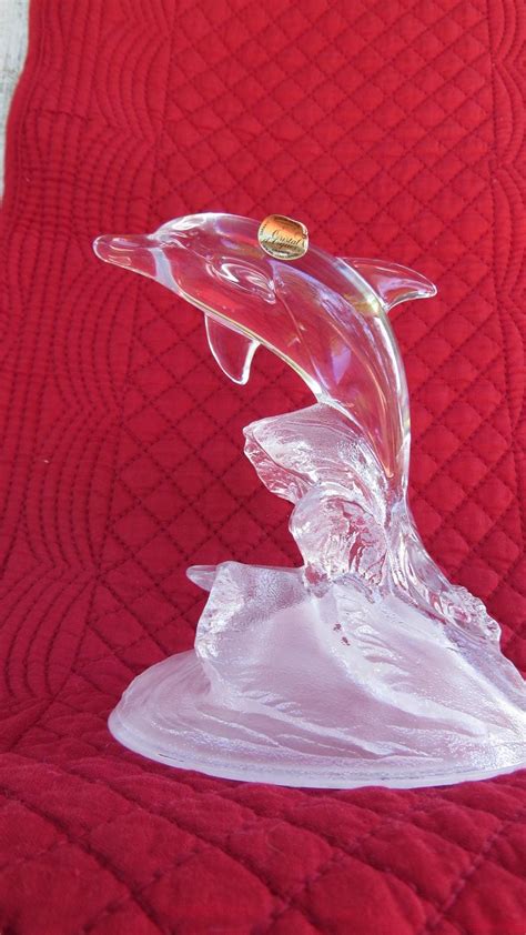 Crystal Dolphin Figurine French Crystal Dolphin On Wave Etsy