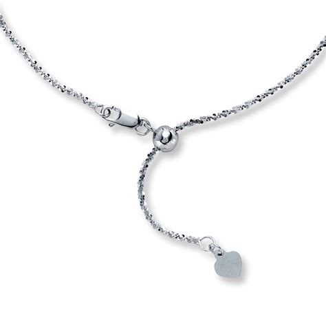 Adjustable Solid Chain Necklace 14k White Gold 20 Kay