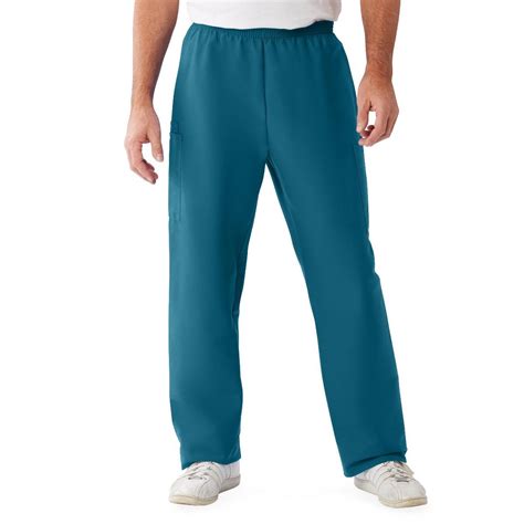 comfortease unisex elastic waist cargo scrub pants with 3 pockets size l regular inseam