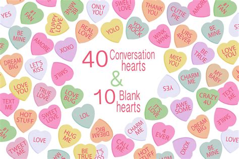 Valentines Day Clipart Candy Hearts Clipart Digital