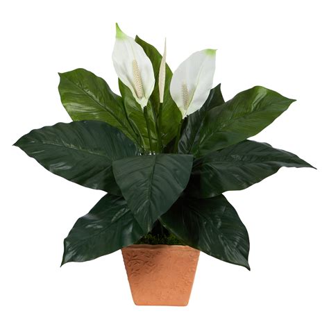 Nearly Natural 2ft Spathiphyllum Artificial Plant In Terracotta