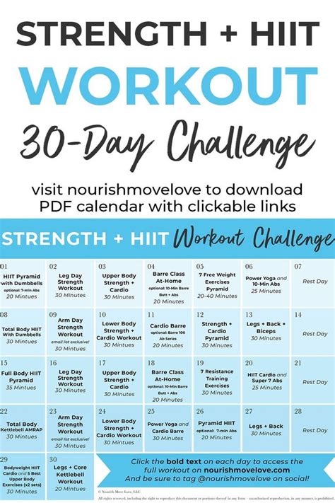 30 Day Advanced Strength Hiit Workout Plan 30 Day Workout Challenge