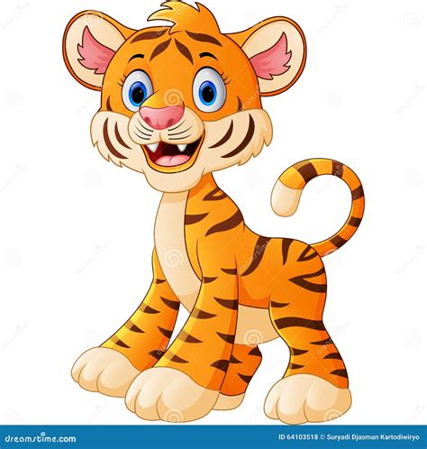 Cute Baby Tiger Cartoon Stock Vector Illustration Of Graphic 64103518