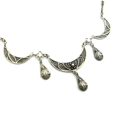 Unique Sterling Silver Filigree Necklace Yemeni Design Etsy