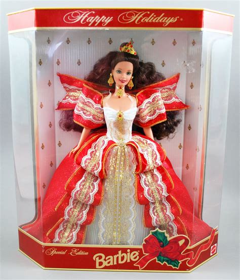 1997 Mattel Happy Holidays Barbie Doll Brunette 10th Anniversary