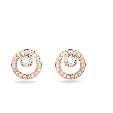 Buy Swarovski Creativity Circle Pierced Earrings Small White Rose Gold Plated