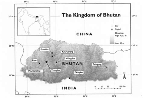 Major Bhutanese Urban Centers In Their Topographic And Regional