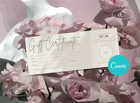 Gift Certificate Template Canva Template Editable And Etsy