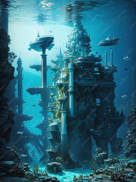 Premium Ai Image Underwater Cities Ai Generated