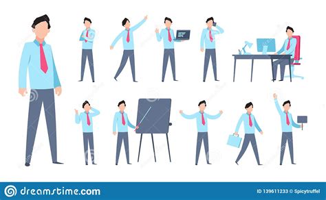 Cartoon Businessman Character Flat Office Person Professional Business