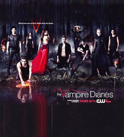 The Vampire Diaries Season 5 Poster Blood Lines Are Torched Battle