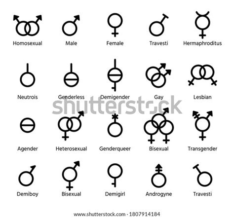 Gender Symbols Vector Male Female Transgender Gay Bisexual And Other Orientation Signs